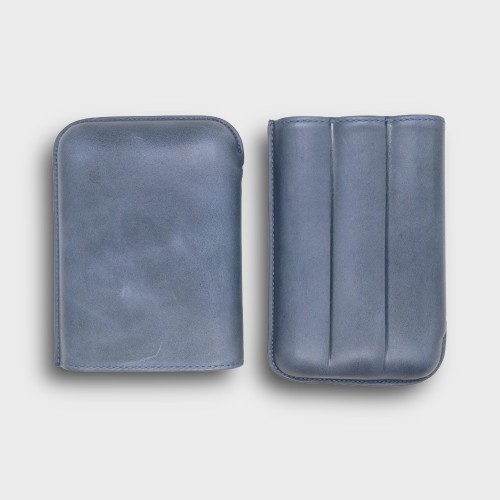 Recife Chicago Blue Label Leather Cigar Case - 3 Cigar Capacity