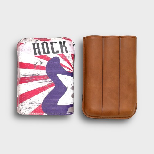 Recife Rock N Roll Whiskey Leather Cigar Case - 3 Cigar Capacity