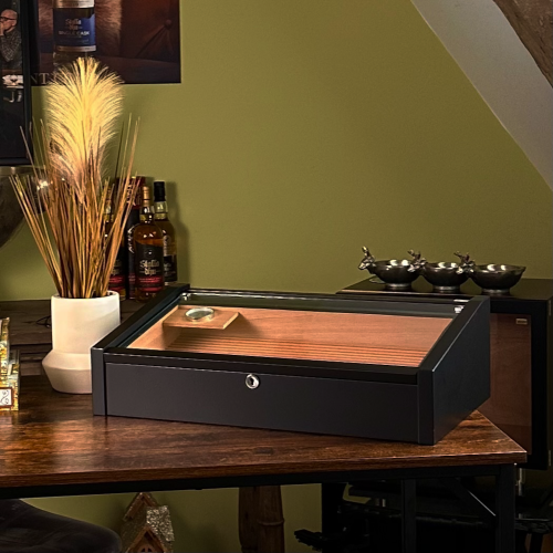 Adorini Vega Black Deluxe Cigar Humidor - 100 Cigar Capacity (AD068)