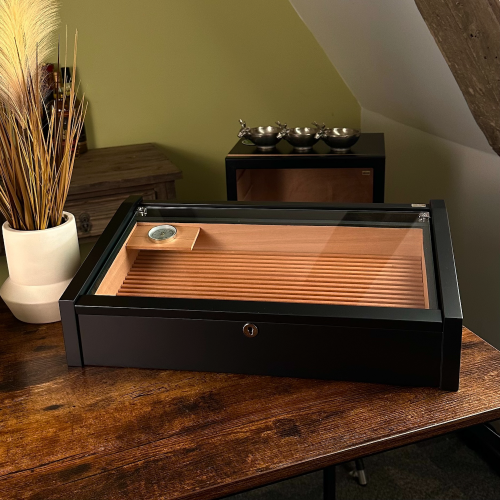 Adorini Vega Black Deluxe Cigar Humidor - 100 Cigar Capacity (AD068)