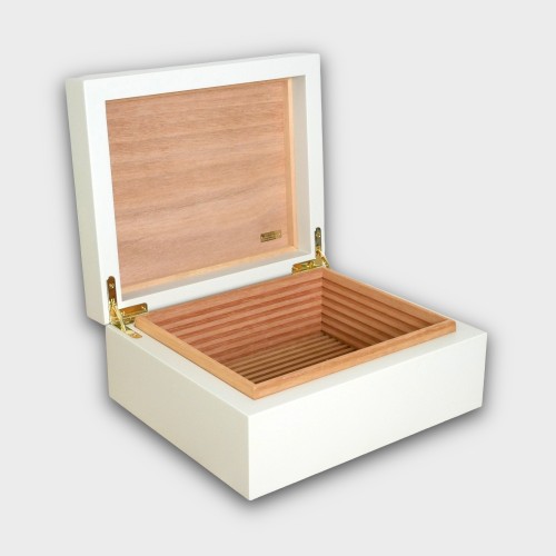 Adorini Medium Deluxe Ivory Cigar Humidor - 75 Cigar Capacity (AD190)