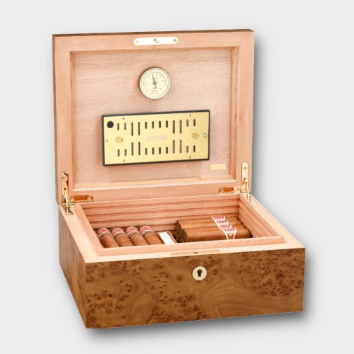 Adorini Catania Elm Burl Medium Deluxe Cigar Humidor - 75 Cigar Capacity (ADO203)