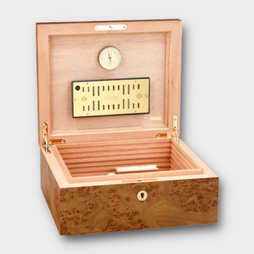 Adorini Catania Elm Burl Medium Deluxe Cigar Humidor - 75 Cigar Capacity (ADO203)