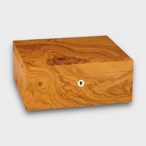 Adorini Salento Olive Burl Medium Deluxe Cigar Humidor - 75 Cigar Capacity (ADO204)