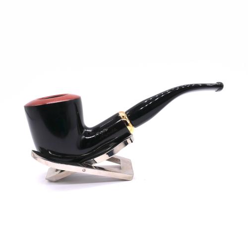SLIGHT SECONDS Aldo Morelli Fiorita Black 514 Smooth 9mm Filter Bent Fishtail Pipe (AMF176)