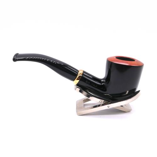 SLIGHT SECONDS Aldo Morelli Fiorita Black 514 Smooth 9mm Filter Bent Fishtail Pipe (AMF176)