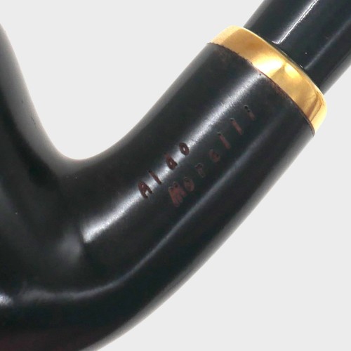 Aldo Morelli Fiorita Black 511 Smooth 9mm Filter Bent Fishtail Pipe (AMF194)