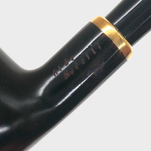 Aldo Morelli Fiorita Black 512 Smooth 9mm Filter Bent Fishtail Pipe (AMF195)