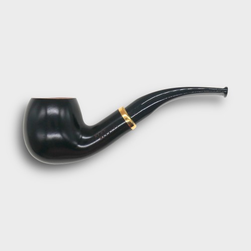 Aldo Morelli Fiorita Black 515 Smooth 9mm Filter Bent Fishtail Pipe (AMF197)