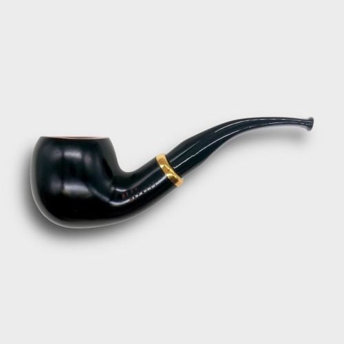 Aldo Morelli Fiorita Black 515 Smooth 9mm Filter Bent Fishtail Pipe (AMF205)