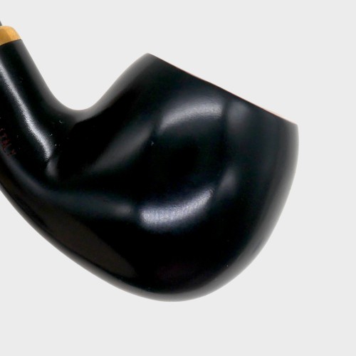 Aldo Morelli Fiorita Black 515 Smooth 9mm Filter Bent Fishtail Pipe (AMF205)