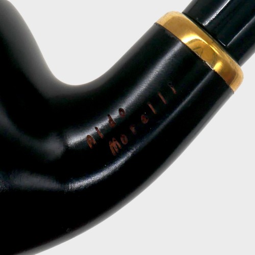 Aldo Morelli Fiorita Black 515 Smooth 9mm Filter Bent Fishtail Pipe (AMF205)