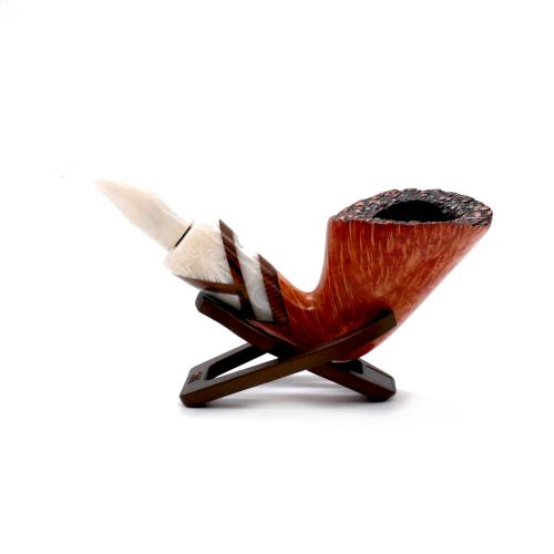 Ariberto Paronelli Half Rustic Intarsio Fishtail Pipe (ART648)