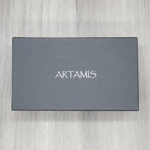 Artamis Robusto Black Leather Cigar Case with White Stitching - Fits 3 Cigars