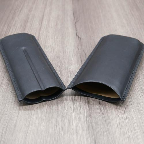 Artamis Corona Black Leather Cigar Case - Fits 2 Cigars