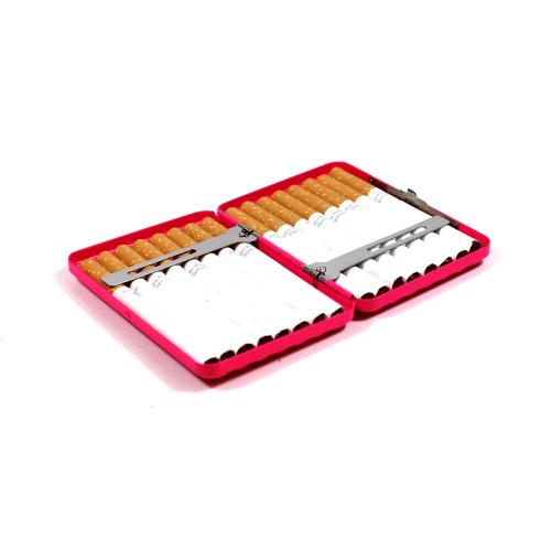 Neon Pink Metal Cigarette Case - Fits Up To 16 Kingsize Cigarettes