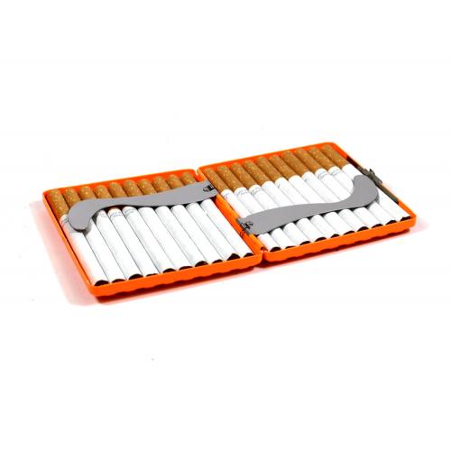 Neon Orange Metal Cigarette Case - Fits Up To 20 Kingsize Cigarettes