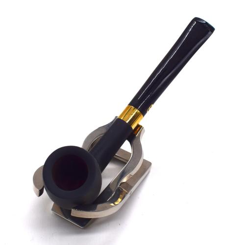 Chacom Old Briar 106 Black Smooth Metal Filter Fishtail Pipe (CH752)