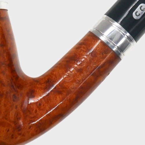 Chacom Baccara Orange 43 Smooth Bent 9mm Metal Filter Adapter Fishtail Pipe (CH852)