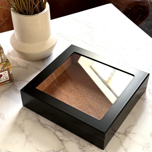 Prestige Chateau Glasstop Humidor - Black - 20 Cigar Capacity