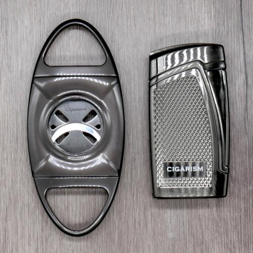 Cigarism Double Jet Flame Lighter & Cutter Gift Set - Gun Metal