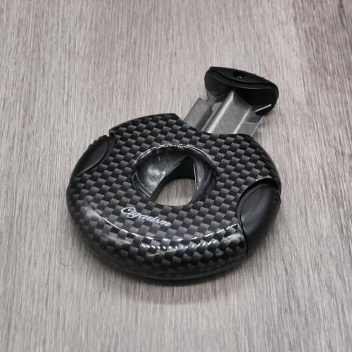 Cigarism Double Jet Flame Lighter & Round Cutter Gift Set - Carbon Fibre Black