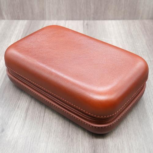 Cigarism Genuine Leather Cigar Travel Case 4-5 Cigar Capacity - Coffee