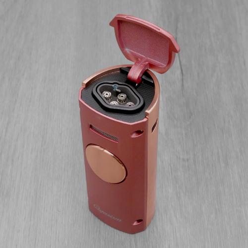 Cigarism Quad Torch Jet Flame Table Lighter & Cutter Gift Set - Red
