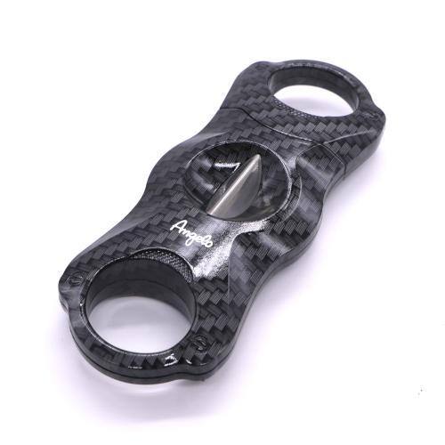 Angelo Faux Carbon V Cut Cigar Cutter - 60 Ring Gauge