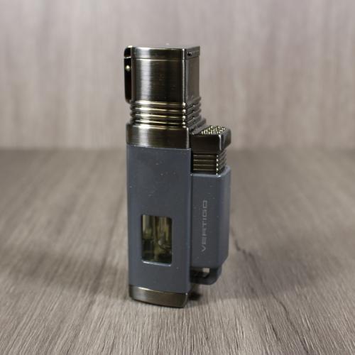 Vertigo Lotus Churchill - Quad Torch Flame Lighter - Grey
