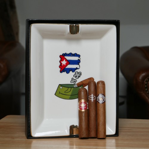 CGars Ltd Cigar Ashtray -  Cuban Dream Short Smoke Sampler - 3 Cigars and Ashtray
