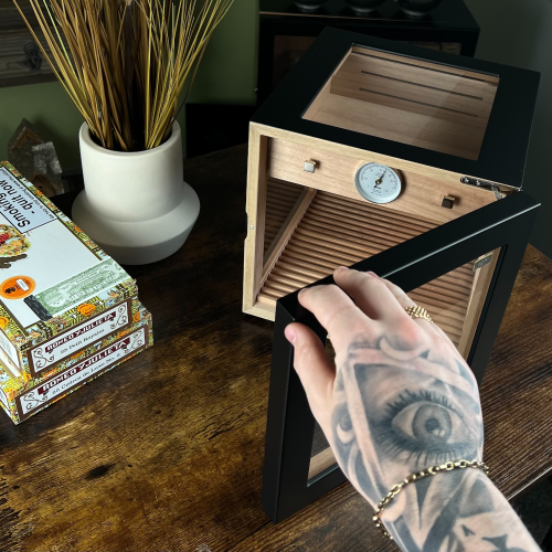 Adorini Cube Deluxe Black Cigar Humidor - 100 Cigar Capacity (AD055)