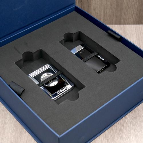SLIGHT SECONDS ST Dupont Slim 7 Lighter & Cigar Cutter Set - Black