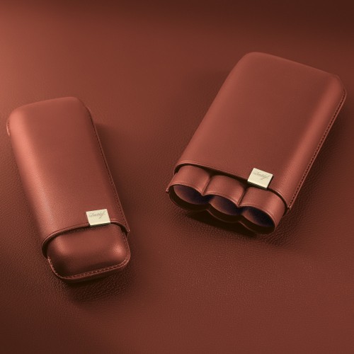 Davidoff XL-2 Leather Cigar Case - 2 Cigars RG 60 - Brown & Gold