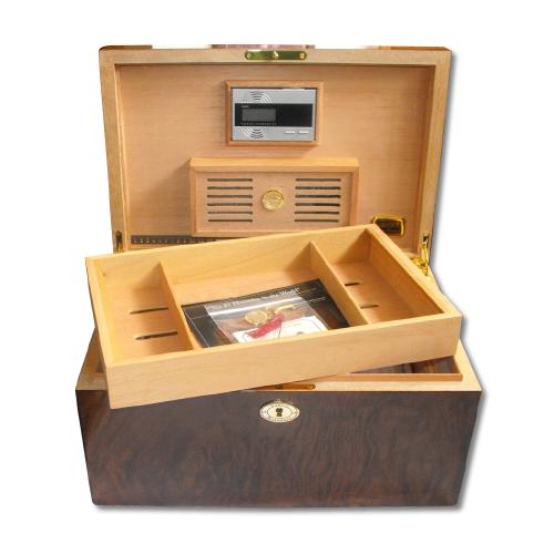 Daniel Marshall Ambiente Macassar Humidor with Tray - 150 Cigar Capacity