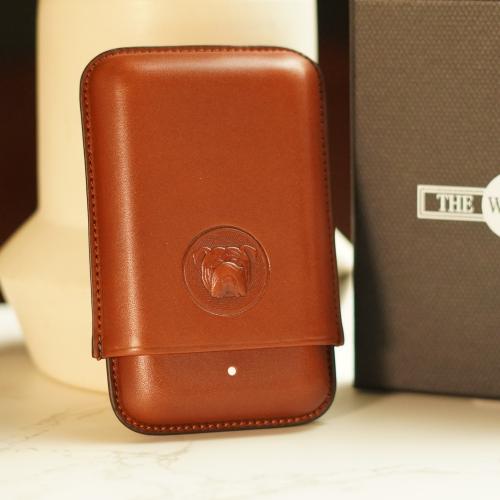 Dunhill Bulldog Cigar Case Robusto - Brown - Fits 3 Cigars