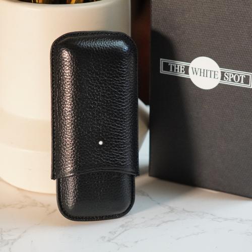 Dunhill White Spot Cigar Case Robusto - Black - Fits 2 Cigars