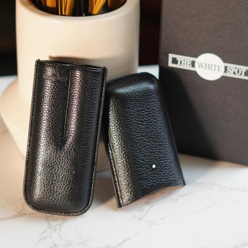 Dunhill White Spot Cigar Case Robusto - Black - Fits 2 Cigars