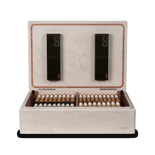 Davidoff Monolith Humidor - Cream Limestone - 120 Cigar Capacity