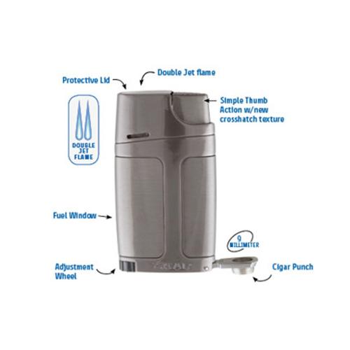 Xikar ELX Twin Jet Lighter with Punch Cutter Chrome