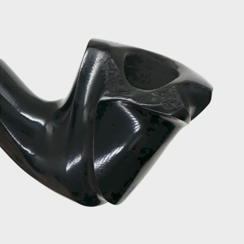 Erik Nording Freehand Black Smooth Marble Stem Bent Fishtail Pipe (EN253)