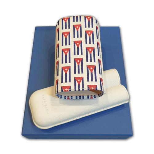Elie Bleu - Small Cuban Flag Cigar Case - 2 Cigars Â up to 64 ring gauge