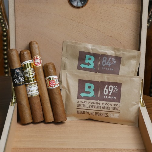 First Humidor Compendium Sampler - 4 Cigars, Humidor and Boveda