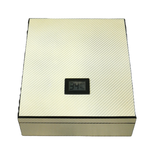 Carbon Fibre Design Humidor with Digital Hygrometer - 20 Cigar Capacity - UNBOXED