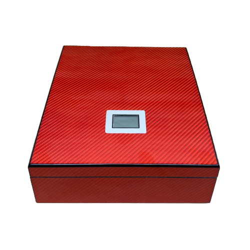 Red Design Humidor with Digital Hygrometer - 20 Cigar Capacity - UNBOXED