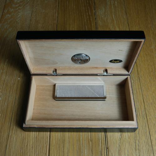 Angelo Mini Black Humidor & External Hygrometer - 5 Cigar Capacity