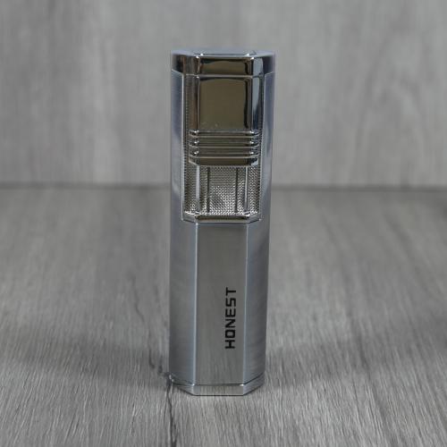 Honest Hutton Jet Flame Cigar Lighter with Cigar Punch - Chrome (HON69) - End of Line