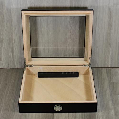 Angelo Matte Black and Glass Top Humidor - 20 Cigar Capacity