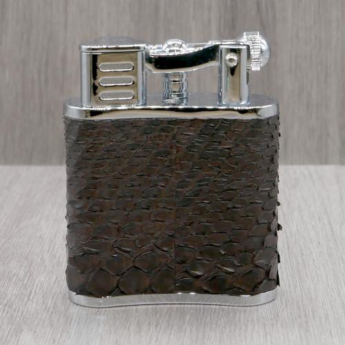 J Cure C.Gars Collection Jet Flame Table Lighter - Brown Python Leather (End of Line)