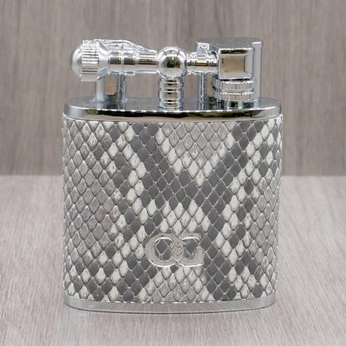 J Cure C.Gars Collection Jet Flame Table Lighter - Grey Python Leather